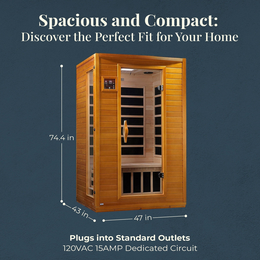 Low-EMF Far Infrared Sauna for 2 People, Canadian Hemlock Wood