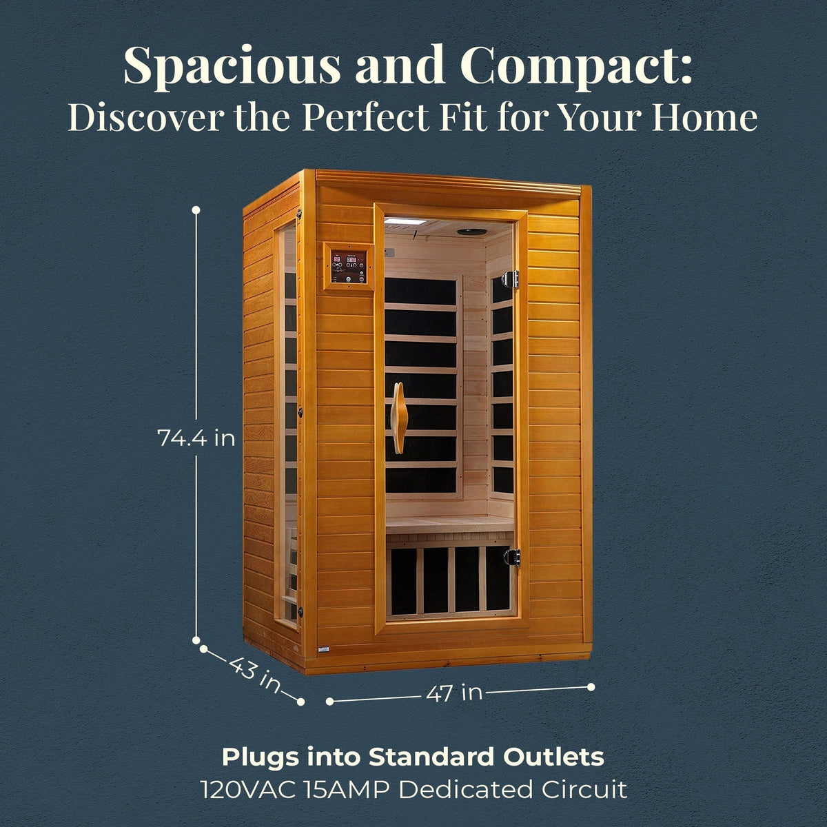 Low-EMF Far Infrared Sauna for 2 People, Canadian Hemlock Wood