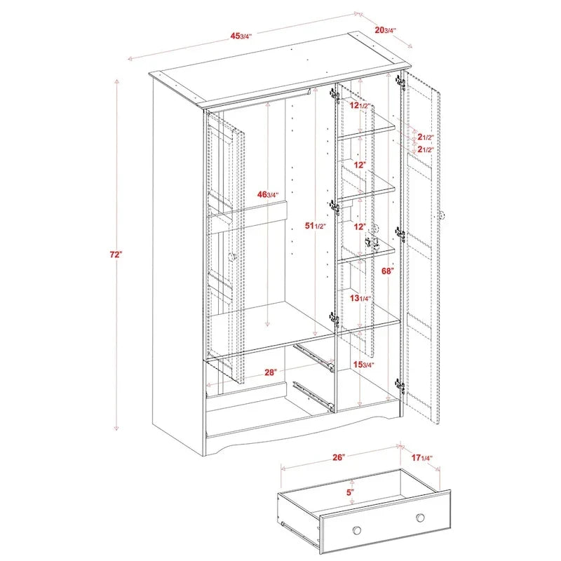 3-Door Wardrobe, White/Mocha/Java, Solid Wood
