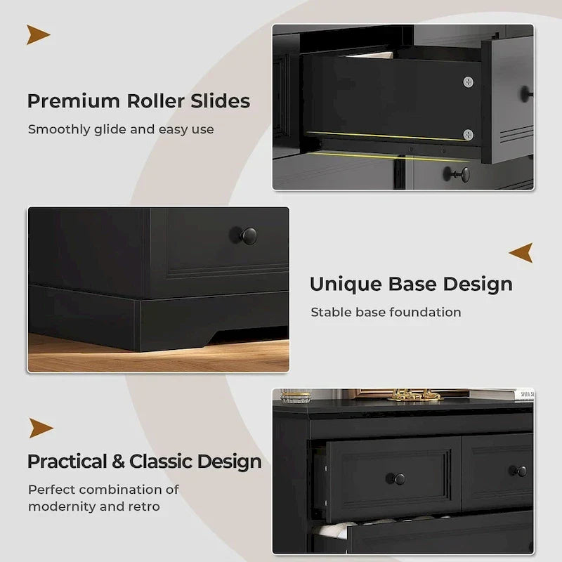 10-Drawer Dresser, Large Wooden Chest of Drawers