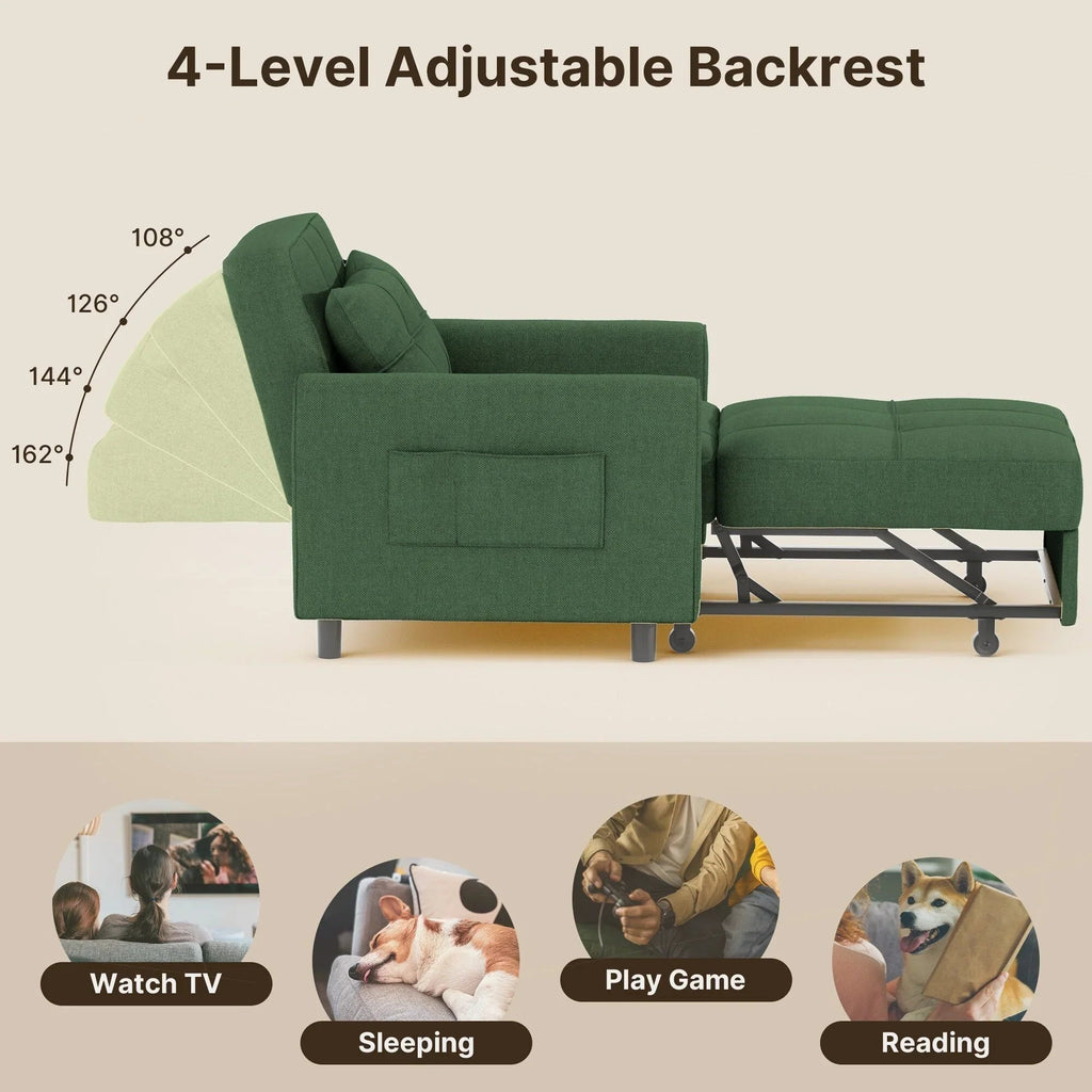 3-in-1 Convertible Sofa Bed, Folding Sofa Chair and Sleeper for Living Room