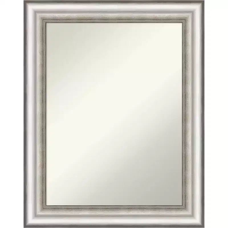 Modern Rectangular Silver Bathroom Wall Mirror, 23 x 29 in., Frameless Beveled-Free Design
