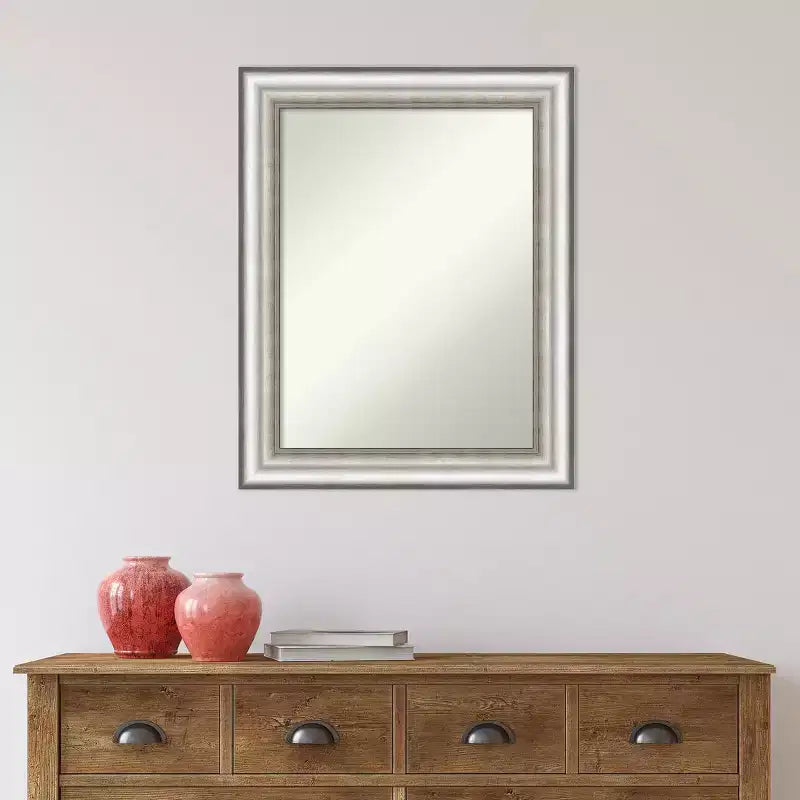 Modern Rectangular Silver Bathroom Wall Mirror, 23 x 29 in., Frameless Beveled-Free Design