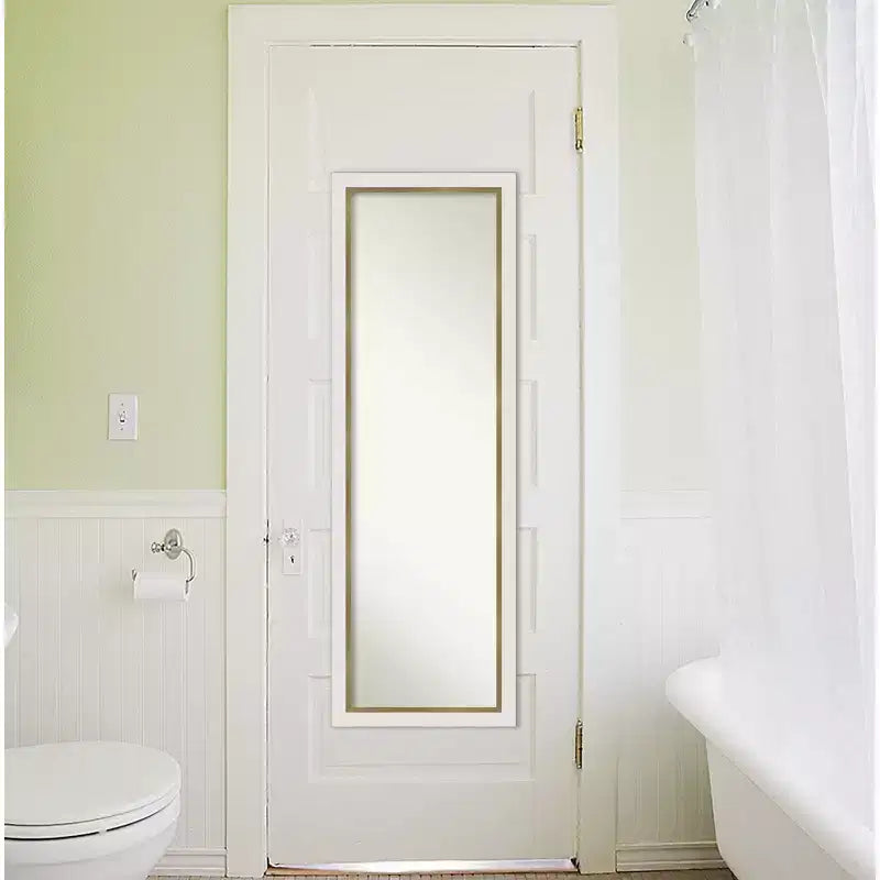 Narrow Full-Length Rectangular Door Mirror, 17 x 51 in., White and Gold EVA