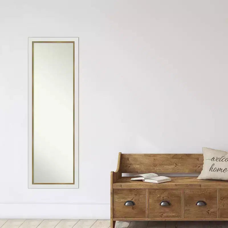 Narrow Full-Length Rectangular Door Mirror, 17 x 51 in., White and Gold EVA
