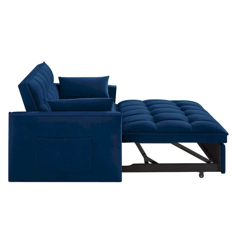 4-in-1 Upholstered Sofa Bed with Armrests, Storage Pockets and Adjustable Backrest