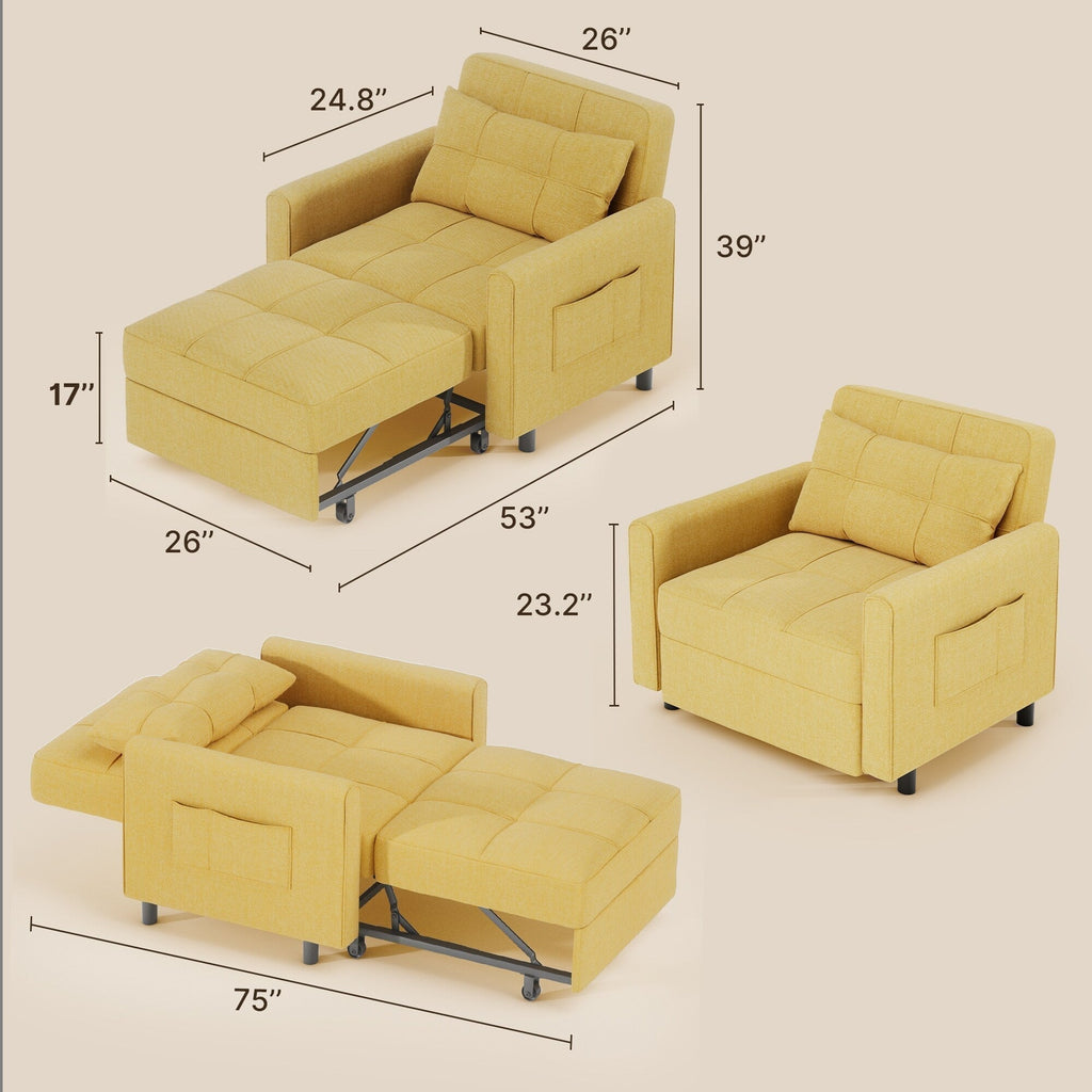 3-in-1 Convertible Sofa Bed, Folding Sofa Chair and Sleeper for Living Room