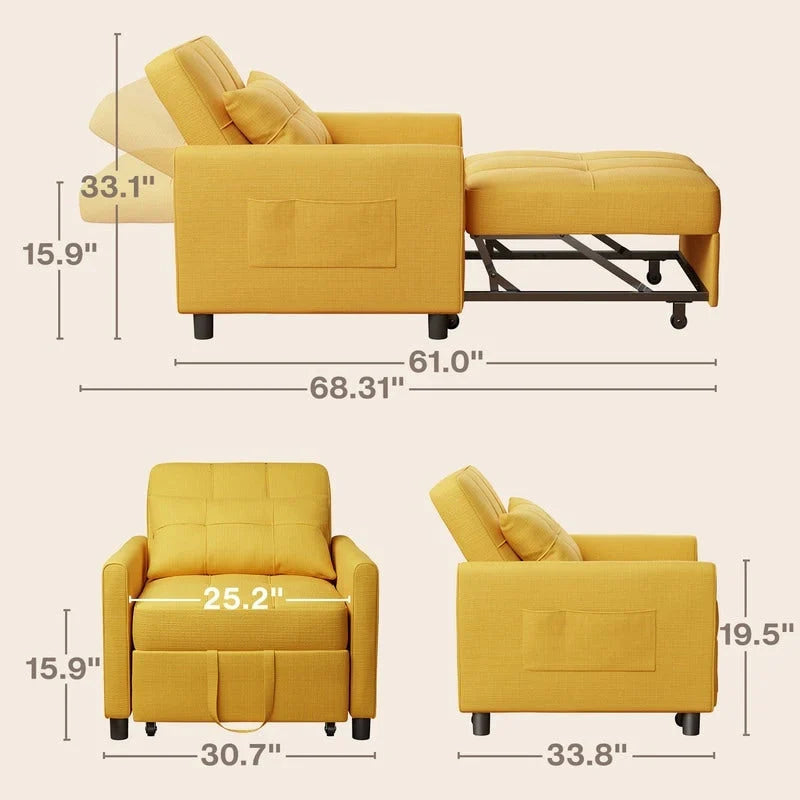 3-in-1 Convertible Sofa Bed, Folding Sofa Chair and Sleeper for Living Room