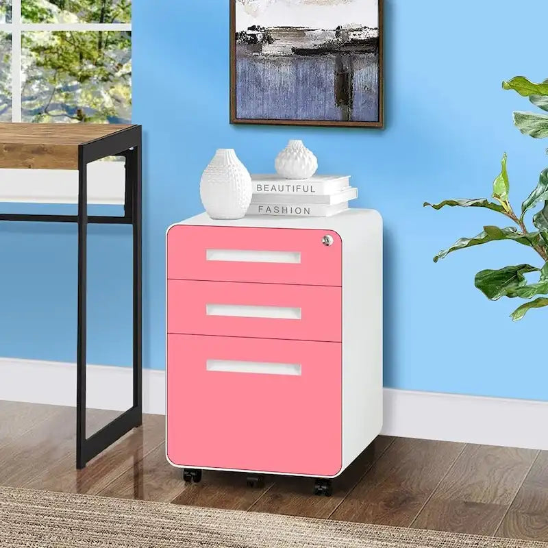 3-Drawer Mobile Vertical Filing Cabinet for Home Office
