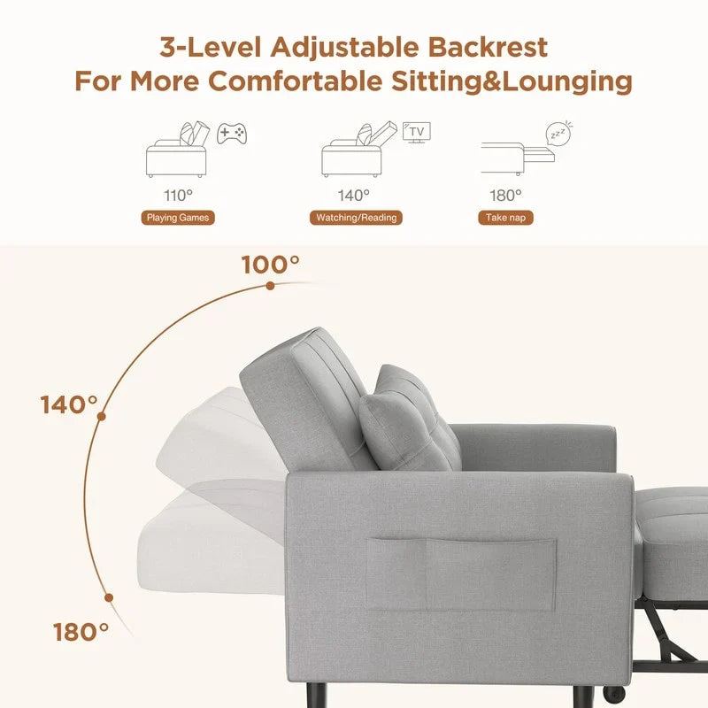 3-in-1 Convertible Sofa Bed, Folding Sofa Chair and Sleeper for Living Room