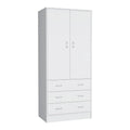 Modern 2-Door Wardrobe with 3 Drawers and 1 Hanging Rail