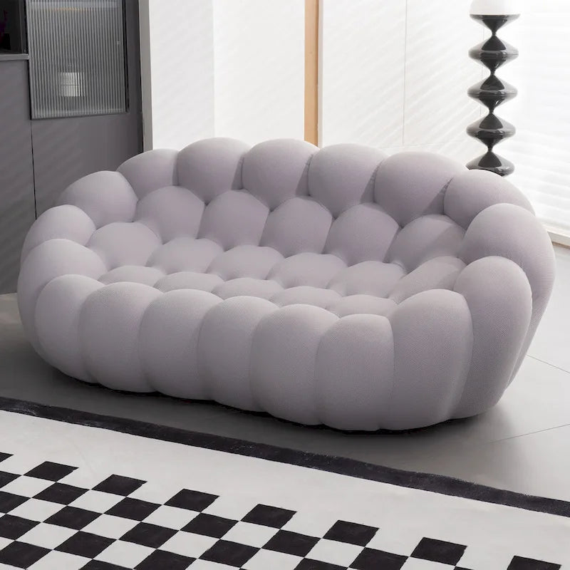2-Seat Curved Bubble Loveseat with 3D Textured Fabric for Living Room or Apartment