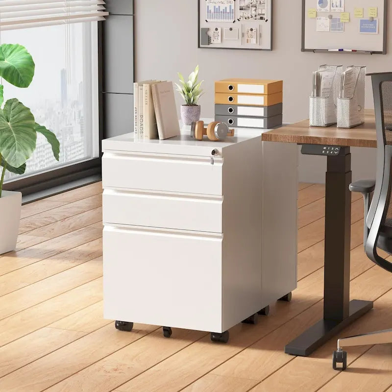 3-Drawer Mobile Vertical Filing Cabinet for Home Office