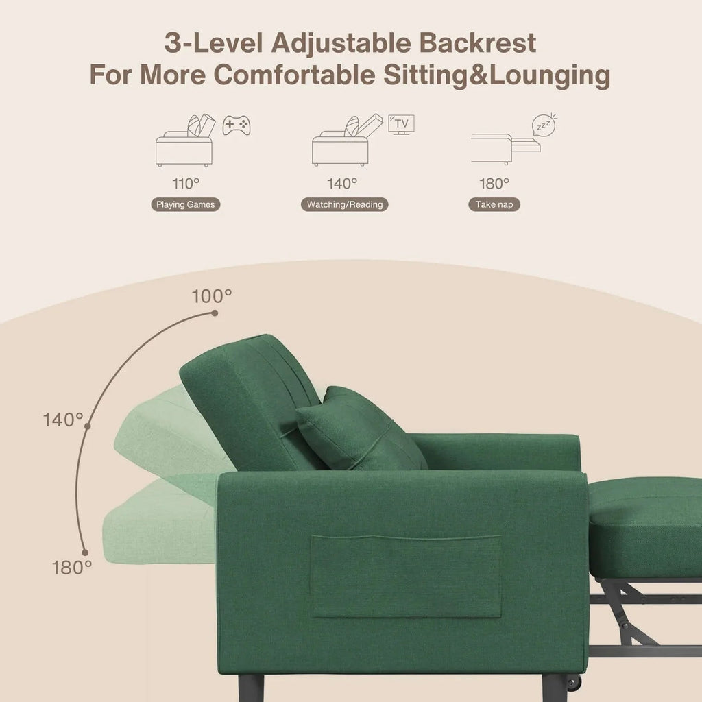 3-in-1 Convertible Sofa Bed, Folding Sofa Chair and Sleeper for Living Room
