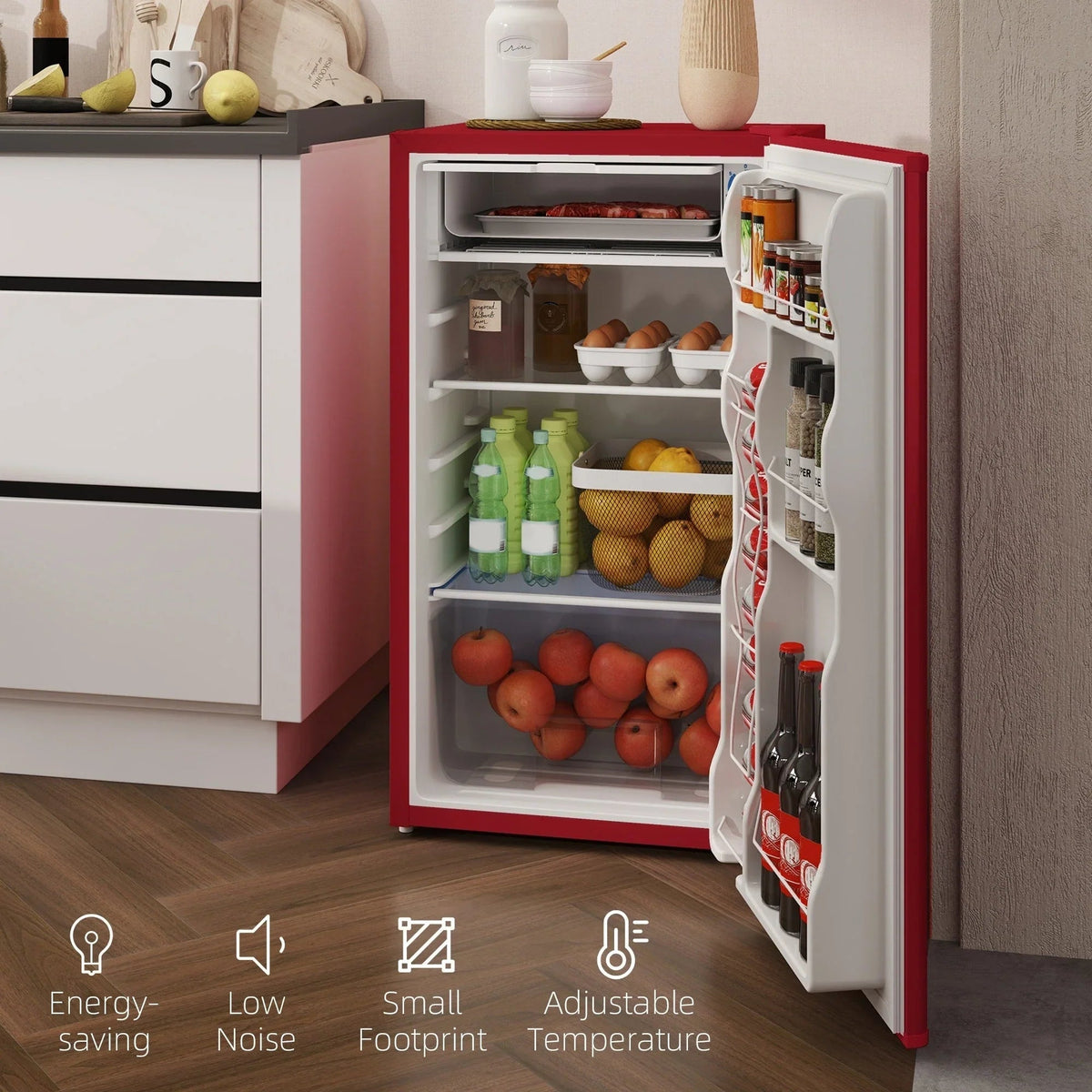 3.2 cu. ft. Compact Mini Fridge with Freezer and Adjustable Thermostat
