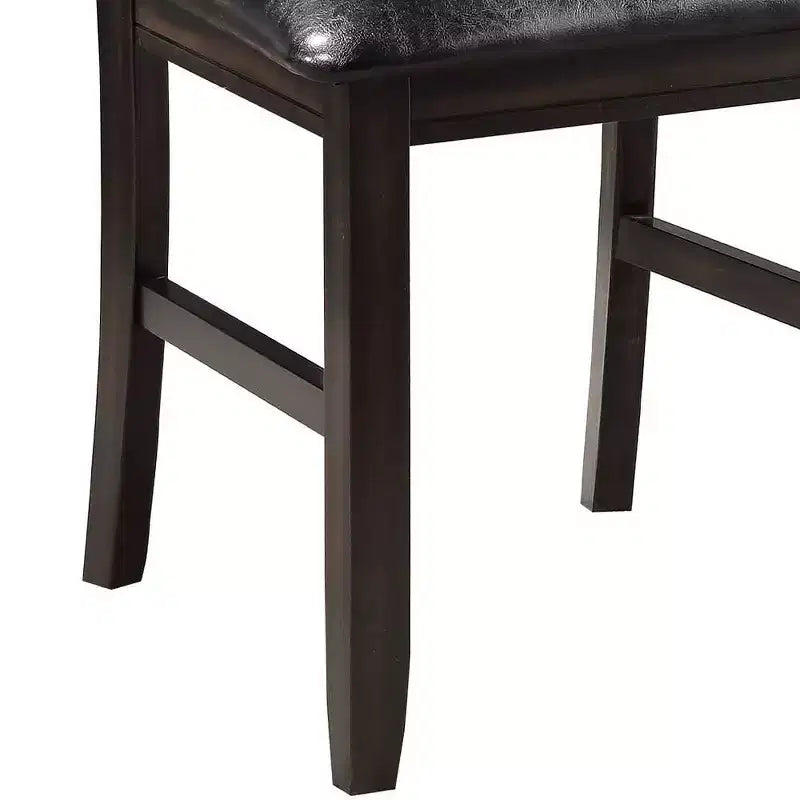 23-Inch Black and Espresso Faux Leather Dining Chairs, Set of 2, Armless