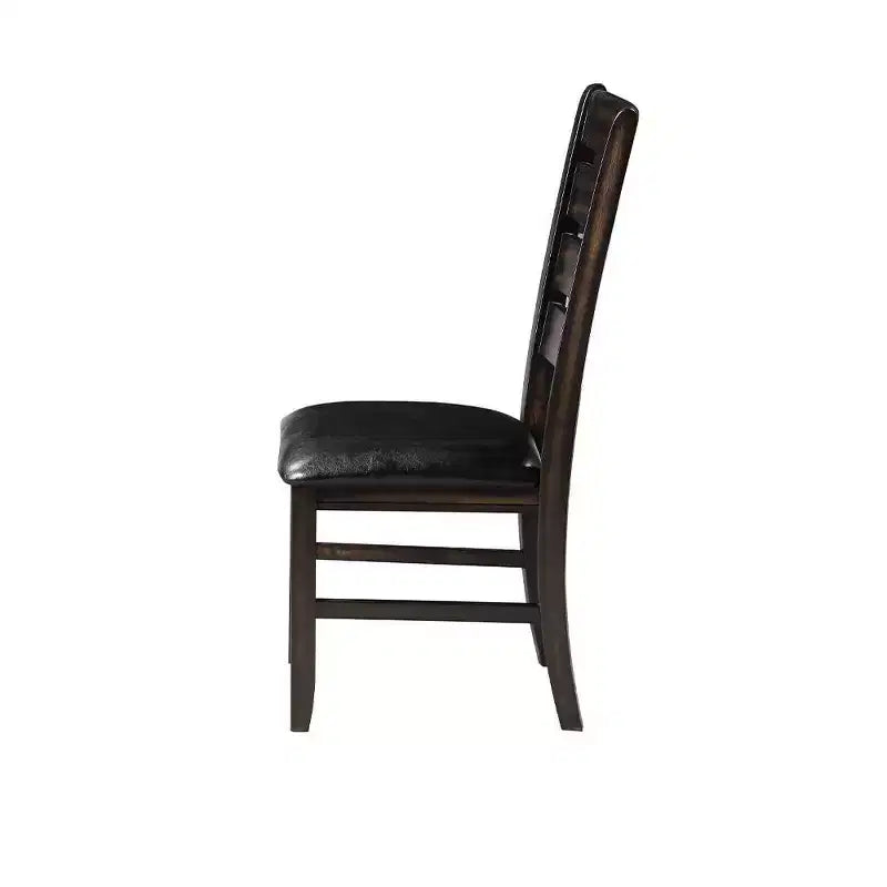 23-Inch Black and Espresso Faux Leather Dining Chairs, Set of 2, Armless