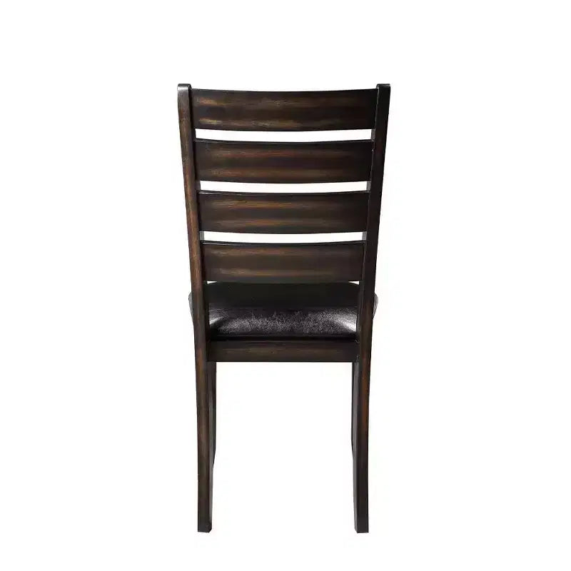 23-Inch Black and Espresso Faux Leather Dining Chairs, Set of 2, Armless