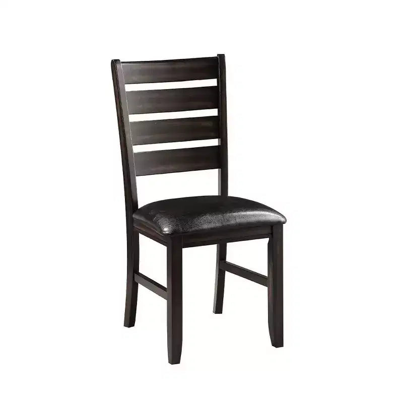 23-Inch Black and Espresso Faux Leather Dining Chairs, Set of 2, Armless