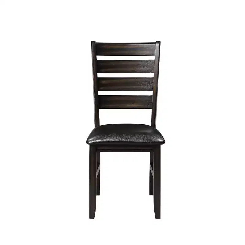 23-Inch Black and Espresso Faux Leather Dining Chairs, Set of 2, Armless