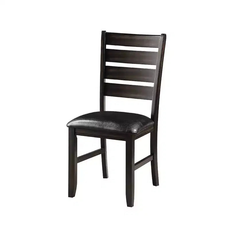 23-Inch Black and Espresso Faux Leather Dining Chairs, Set of 2, Armless