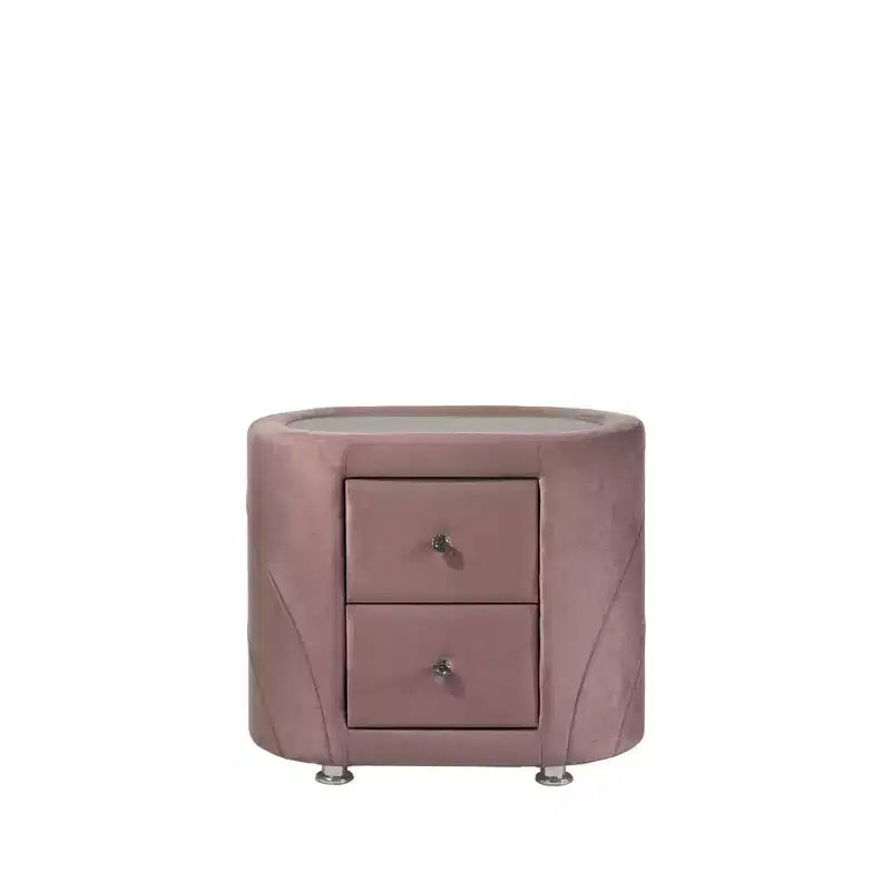 29-Inch Pink Velvet Nightstand, Engineered Wood, No Assembly Required