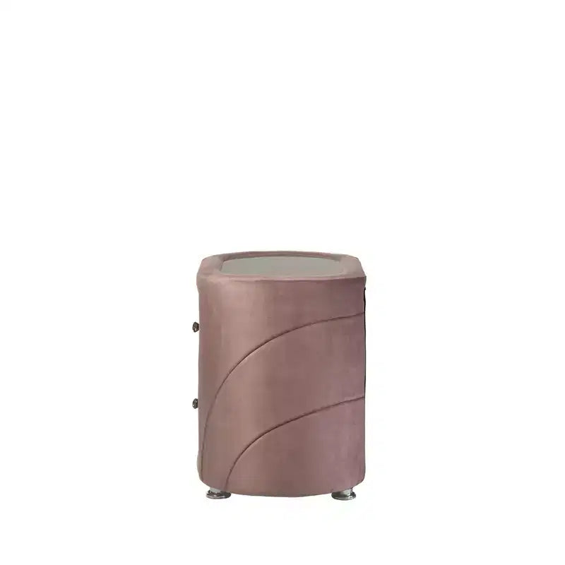 29-Inch Pink Velvet Nightstand, Engineered Wood, No Assembly Required