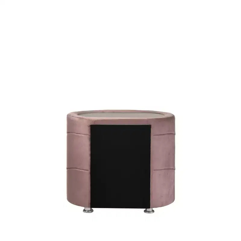 29-Inch Pink Velvet Nightstand, Engineered Wood, No Assembly Required