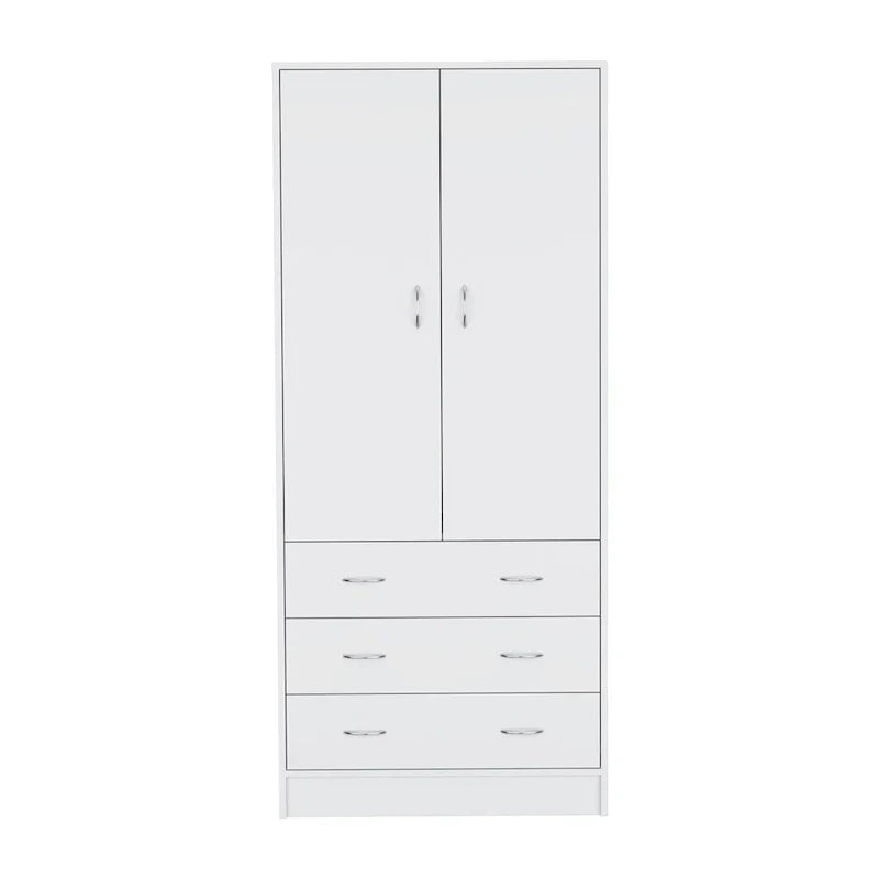 Modern 2-Door Wardrobe with 3 Drawers and 1 Hanging Rail