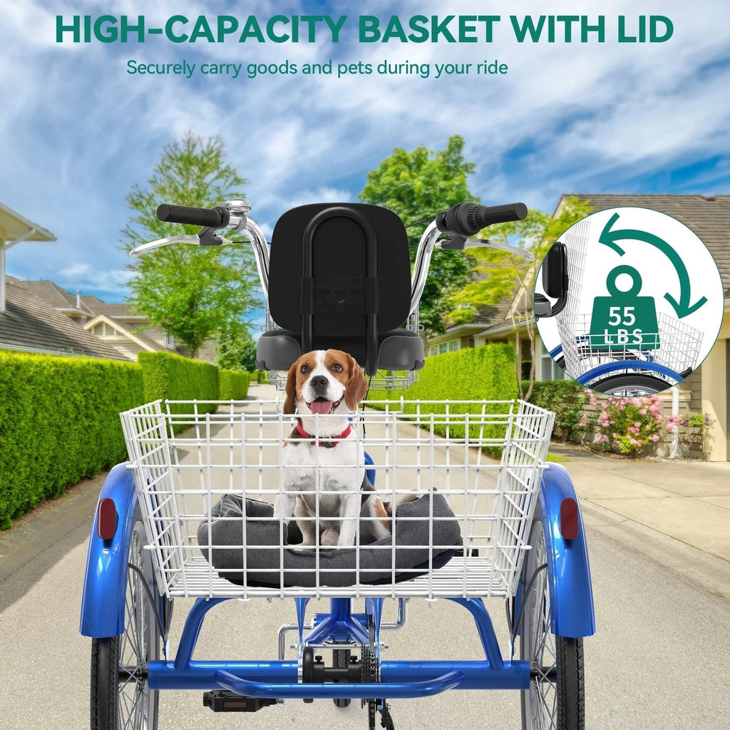Adult 3-Wheel Tricycle with 7 Speeds