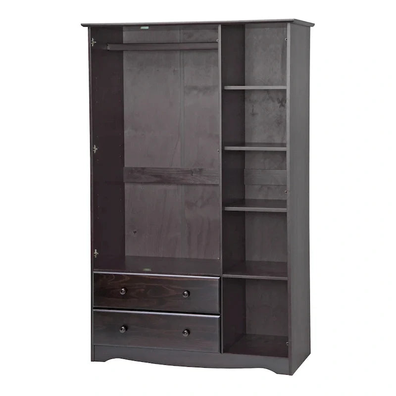 3-Door Wardrobe, White/Mocha/Java, Solid Wood