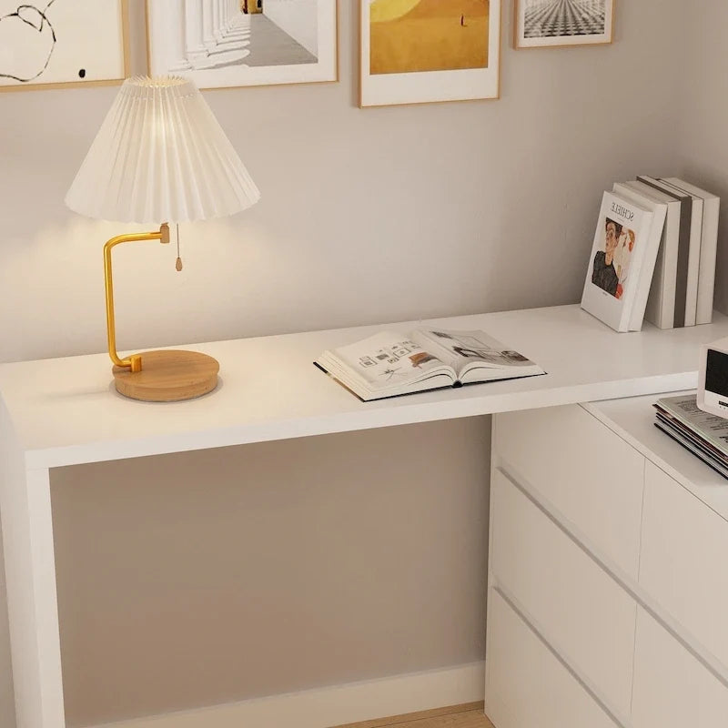 32.7-Inch Swivel Dresser and 6-Drawer Desk/Vanity, White/Black