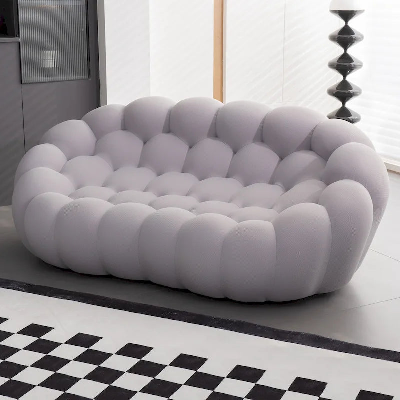 2-Seat Curved Bubble Loveseat with 3D Textured Fabric for Living Room or Apartment