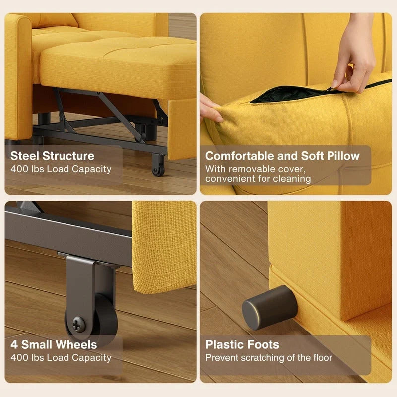 3-in-1 Convertible Sofa Bed, Folding Sofa Chair and Sleeper for Living Room