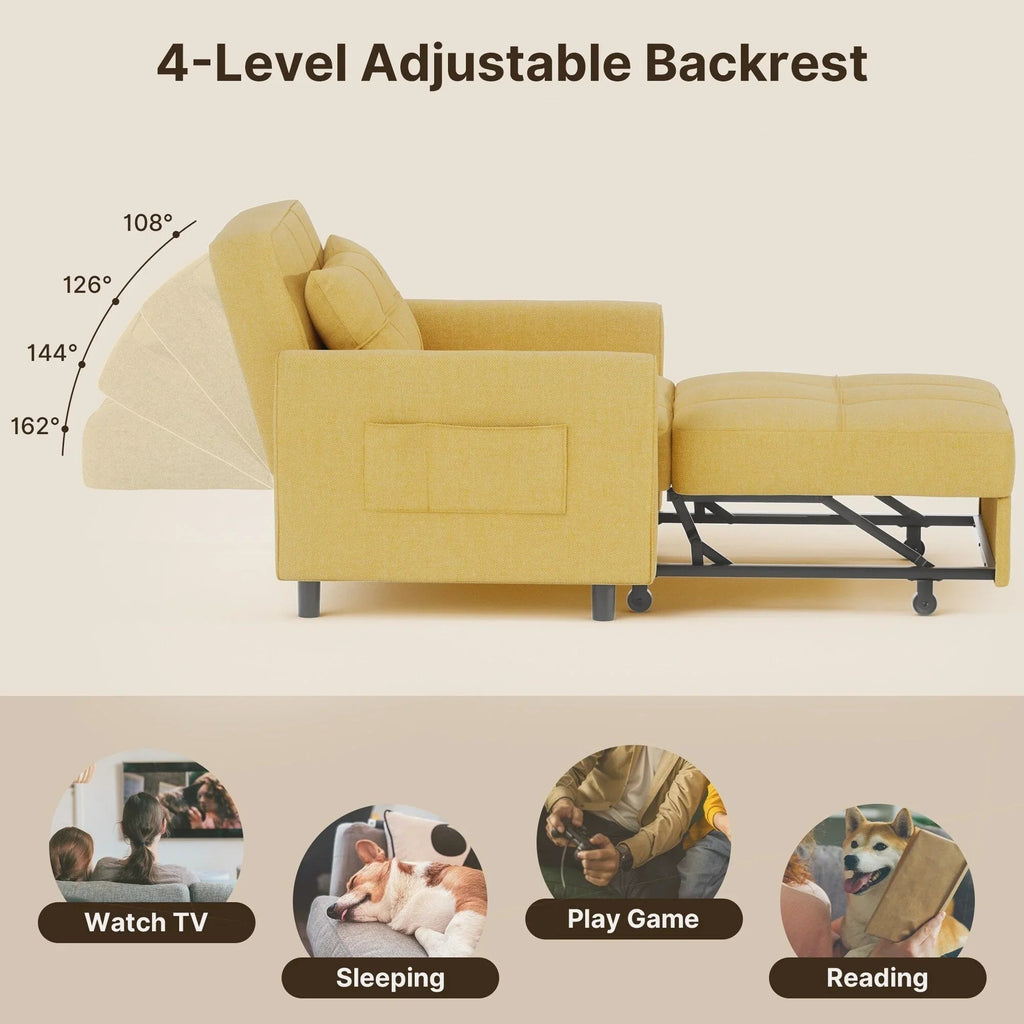 3-in-1 Convertible Sofa Bed, Folding Sofa Chair and Sleeper for Living Room
