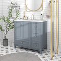 36-Inch Bathroom Vanity with USB Charging, Resin Sink, Solid Wood Frame and 3 Drawers
