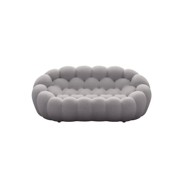 2-Seat Curved Bubble Loveseat with 3D Textured Fabric for Living Room or Apartment