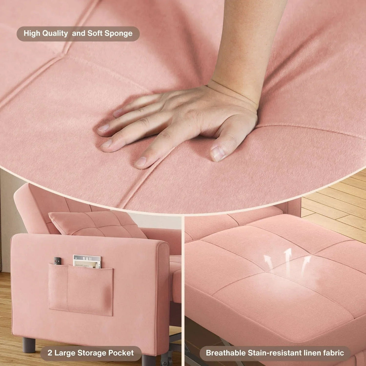 3-in-1 Convertible Sofa Bed, Folding Sofa Chair and Sleeper for Living Room