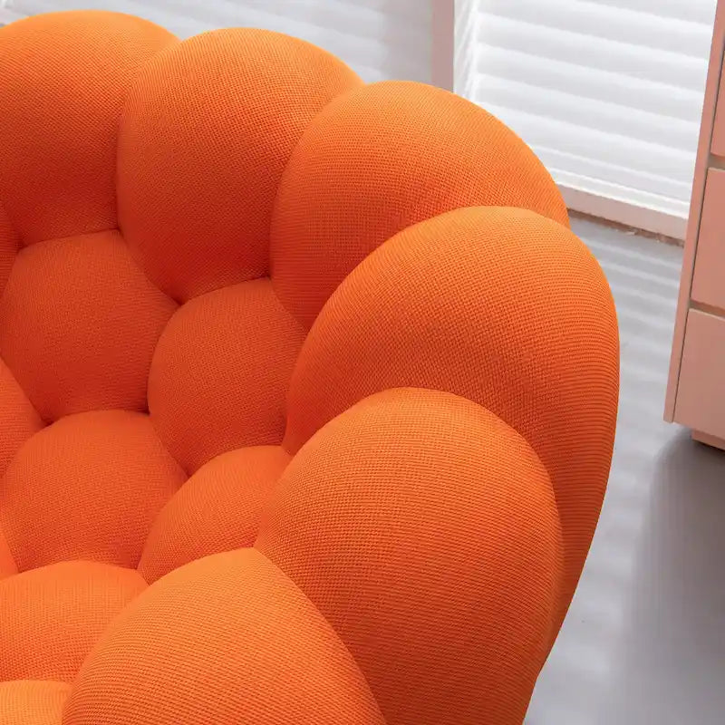 2-Seat Curved Bubble Loveseat with 3D Textured Fabric for Living Room or Apartment