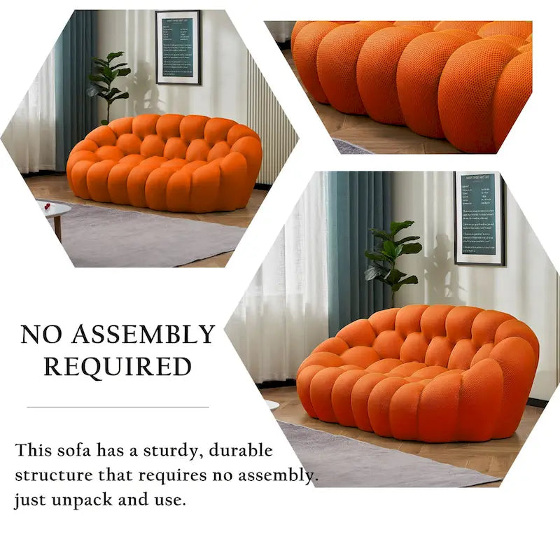 2-Seat Curved Bubble Loveseat with 3D Textured Fabric for Living Room or Apartment