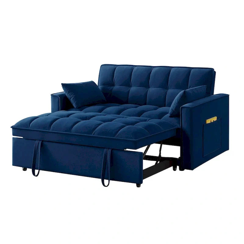 4-in-1 Upholstered Sofa Bed with Armrests, Storage Pockets and Adjustable Backrest