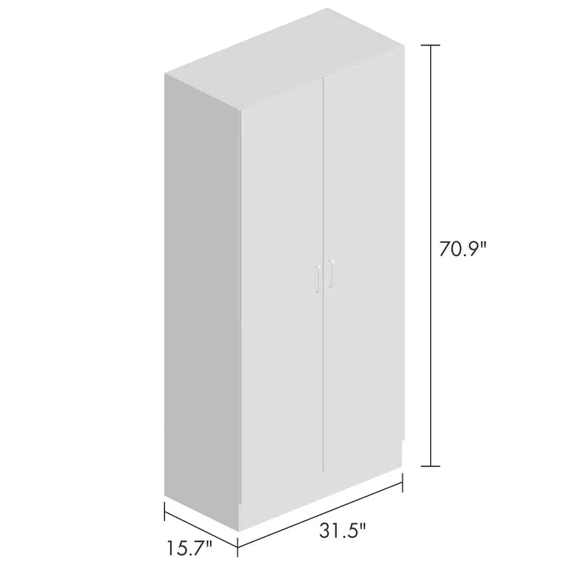 Freestanding 2-Door Bedroom Wardrobe with Clothes Rail