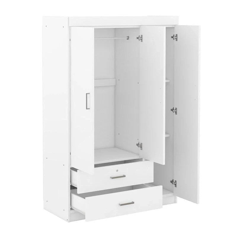 3-Door Wardrobe with Mirrors, Shelves and 2 Drawers