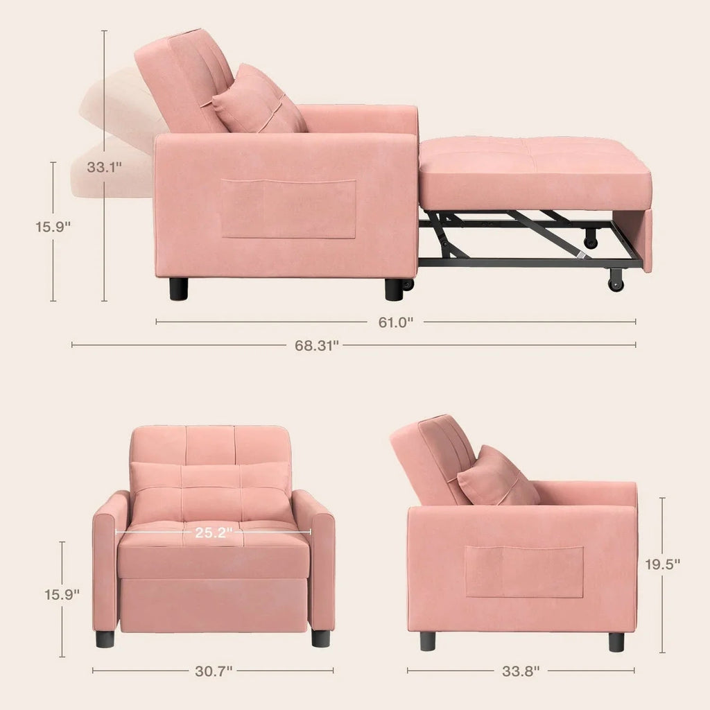 3-in-1 Convertible Sofa Bed, Folding Sofa Chair and Sleeper for Living Room