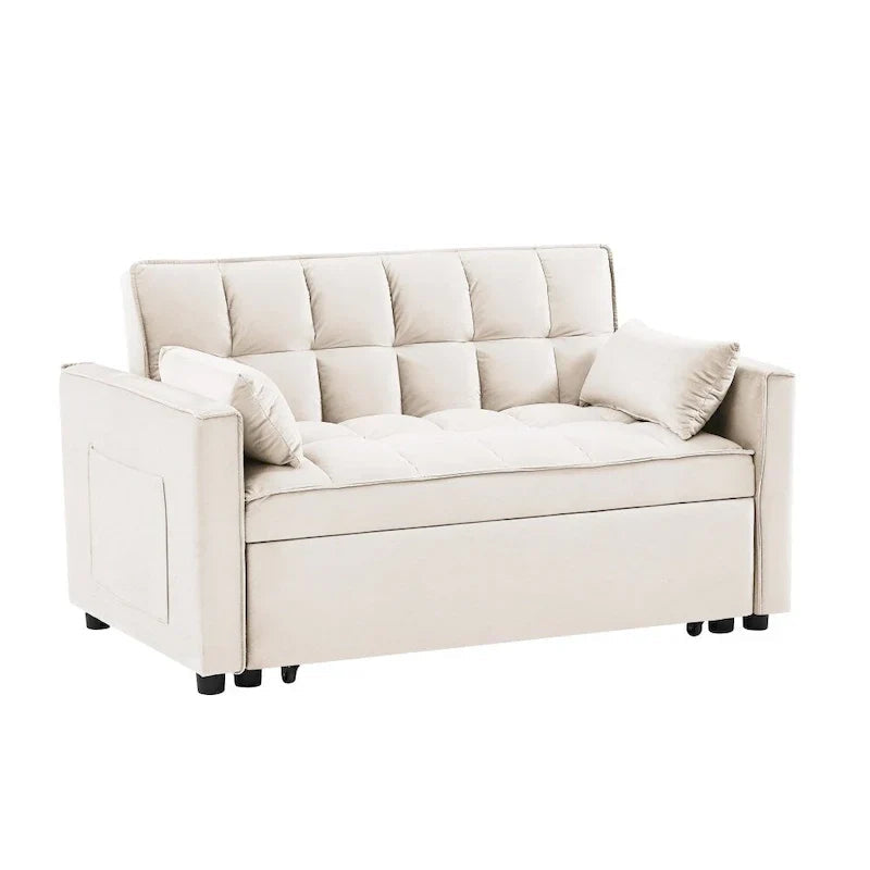 3-in-1 Velvet Convertible Sofa Bed with Trundle and Reclining Backrest