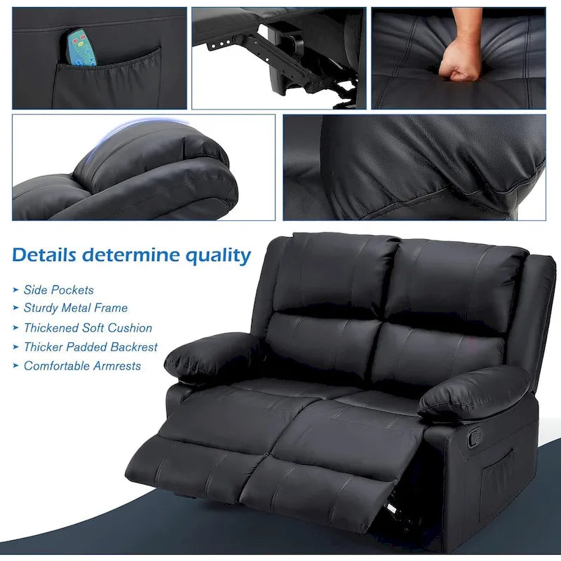 2-Seat Reclining Loveseat with Heat and Massage Functions