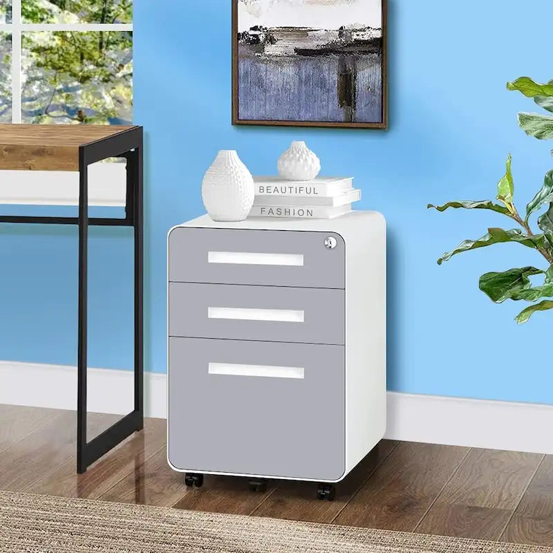 3-Drawer Mobile Vertical Filing Cabinet for Home Office