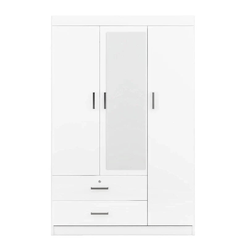 3-Door Wardrobe with Mirrors, Shelves and 2 Drawers