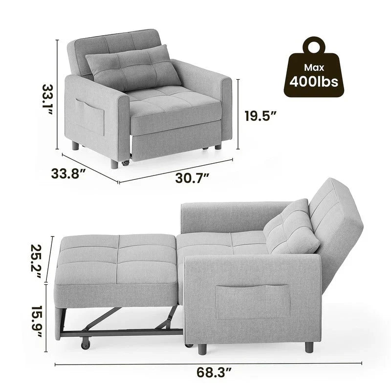 3-in-1 Convertible Sofa Bed, Folding Sofa Chair and Sleeper for Living Room