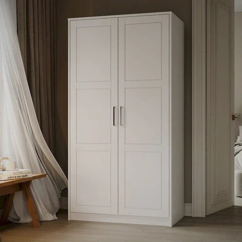 2-Door Solid Wood Wardrobe with Solid or Mirrored Doors